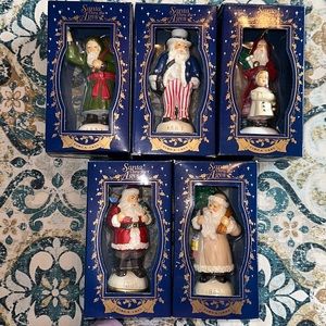 Lot of 5-Vintage Santa Thru The Ages Collectible Christmas Ornaments